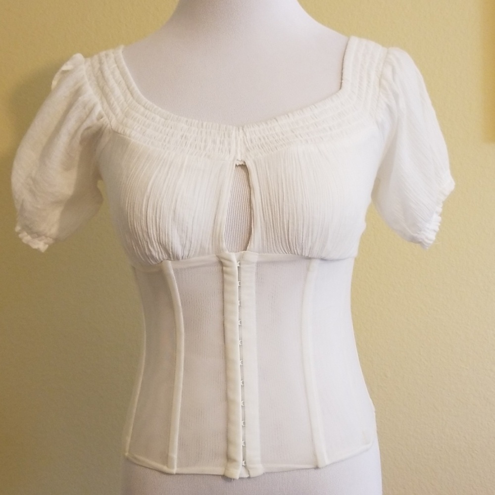 White Peasant Corset Top - Women